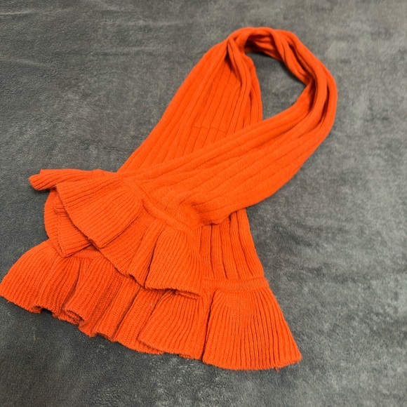 Orange Ruffled Knit Scarf - Picture 4 of 4